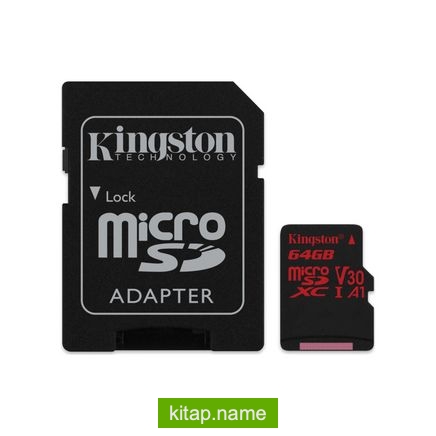 Kingston 64Gb Microsdxc Canvas React 100R/80W U3 Uhs-I V30 A1 Card + Sd Adaptör Sdcr/64Gb