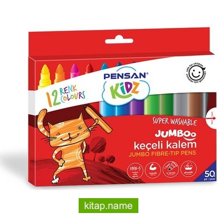 Pensan Kidz 12 Renk Yıkanabilir Jumboo Keçeli Kalem (Pe99040)