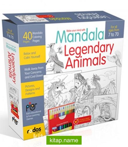 Mandala, Legandary Animals – For All Ages From 7 To 70 – A12-piece-colored Pencil Set is Included